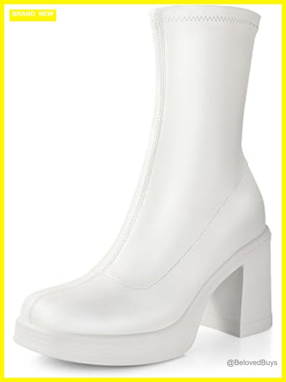 Chunky High Heel Platform Ankle Boots with Side Zipper